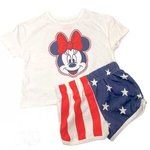NWT Disney Minnie Mouse girls 18 month 2 pc set 4th of July red, white, & blue